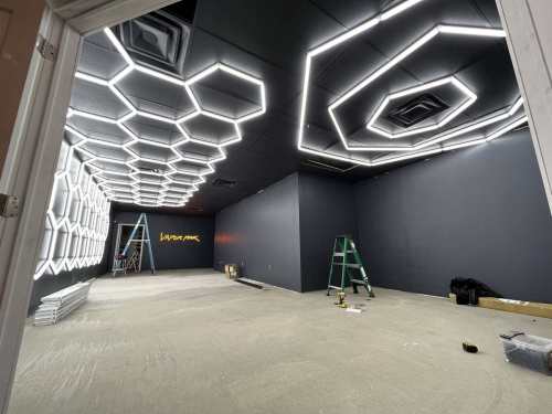 Garage Hexagrid Led Light 110V-240V pour les détails automatiques, plafonnier hexagonal en nid d'abeille pour la beauté du lavage de voiture