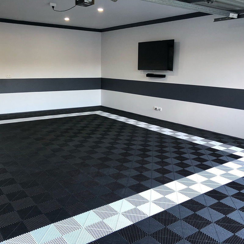 Ladrilhos de piso de oficina de detalhamento de carro Ladrilhos de piso de garagem modulares intertravados de plástico
