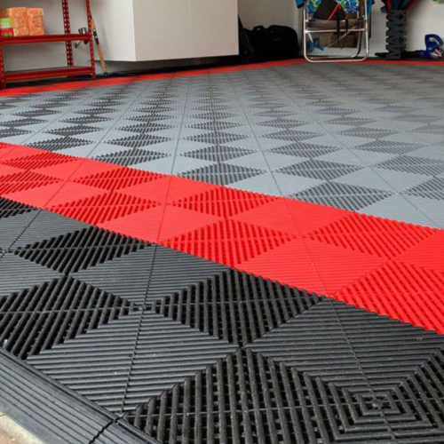Colorful Car Garage Floor Plastic Modular Interlocking Tiles Auto Repair Shop