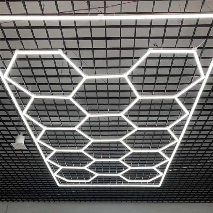 Luz de LED hexagonal favo de mel para manutenção automotiva Luzes de garagem para oficina Luz de trabalho hexagonal para garagem
