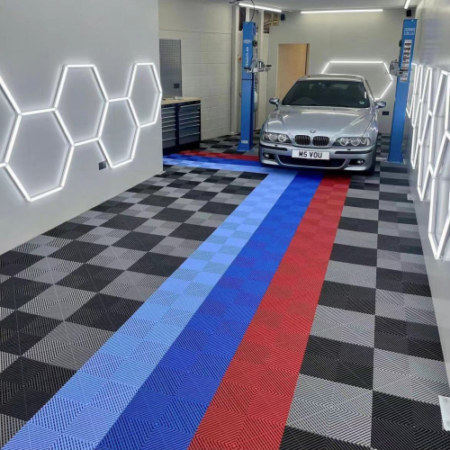 Rigid Modular Anti Slip Workshop Drainage Plastic PVC Garage Floor Tile Interlocking for Car Parking Car wash Garage Flooring