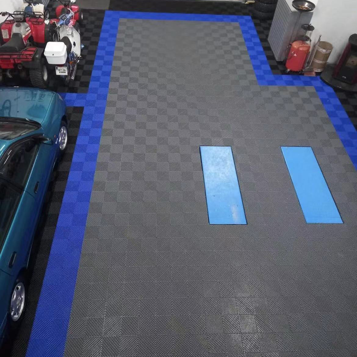 Piso de plástico antiderrapante para lavagem de carros com bloqueio de drenagem para garagem ladrilhos de plástico PP com luz LED para lavagem de carros