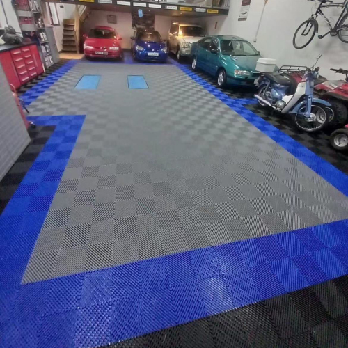 Plastic Flooring Anti Car Wash Slip Interlocking Drainage Garage Floor Tiles PP Plastic Flooring with LED Light for Car Wash