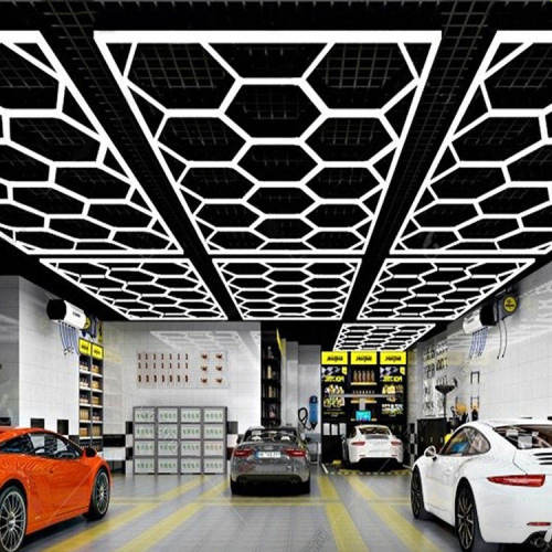 Garage Hexagrid Led Light 110V-240V for Auto Detailing,Honeycomb Hexagon Ceiling Lamp for Car Wash Beauty Station 4.8X2.4M 3X6M