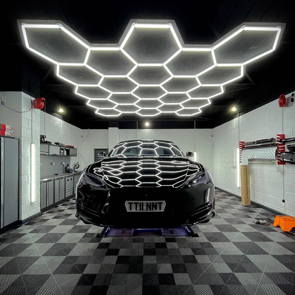 Hot Sale Car Showroom Auto Workshop Detailing lights Design garage Plafond Rgb Hexagonal led light