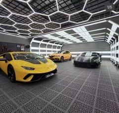 Car Showroom Auto Workshop Design Hexagonal Ceiling Light detailing Light LED Car Workshop Light