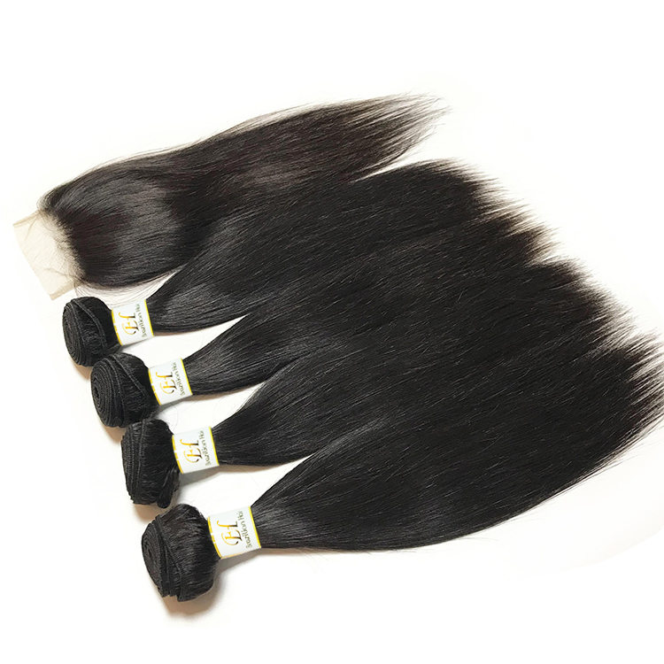 Brazilian hair silky straight 4 bundles with closure
