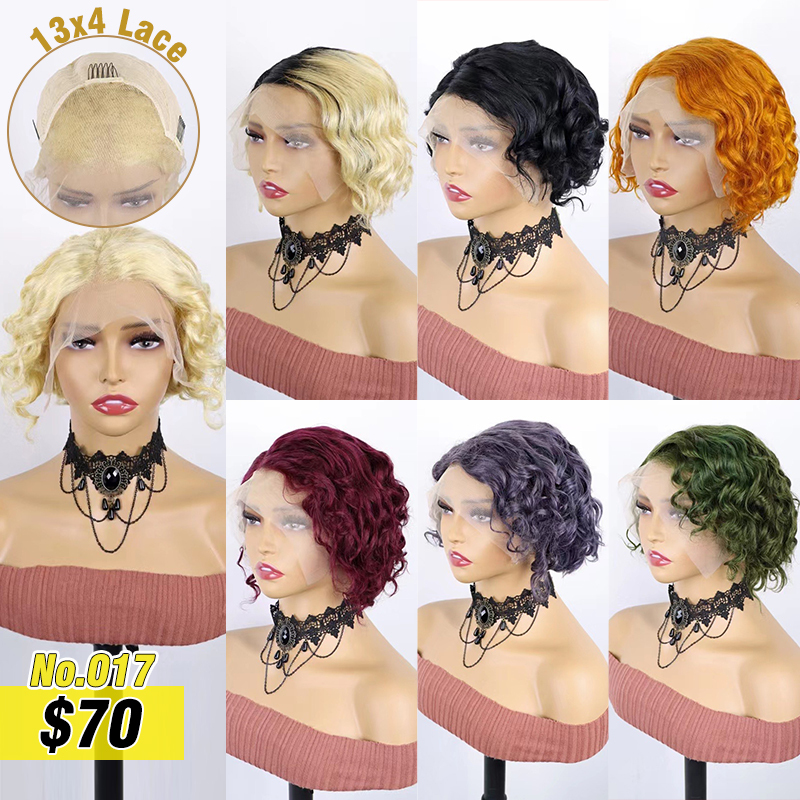 13x4 Transparent Lace Pixie Cut Wig Curly Wig Cheap Wig 100% Human Hair Wig Very Low Price