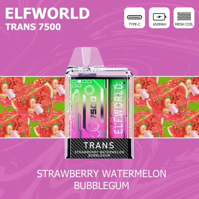 ELFWORLD TRANS 7500 RECHARGEABLE DISPOSABLE VAPE POD DEVICE WHOLESALE (7500 PUFFS)