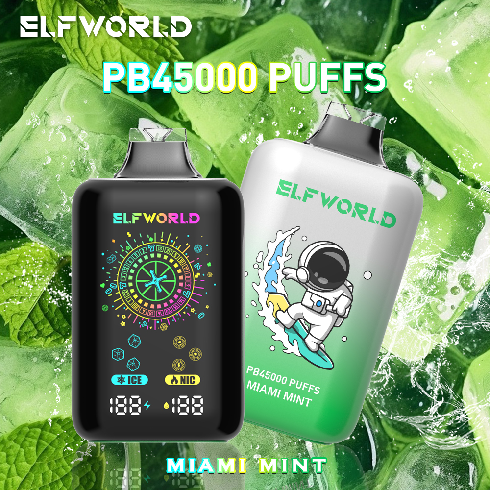 ELFWORLD PB45000 ICE CONTROAL NIC CONTROL VAPE DEVICE WITH BATTERY AND LIQUID DISPLAY WHOLESALE (45000 PUFFS)