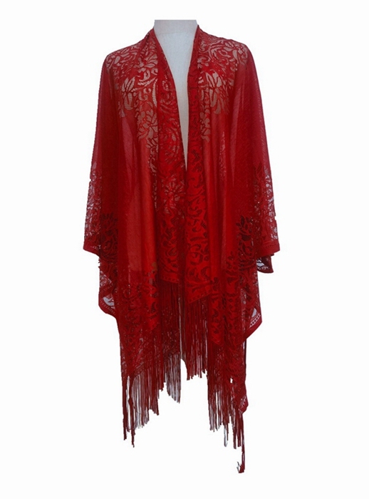 YLhighton lace cover up Warp knitted Hollow Summer Swimwear Tassel