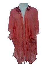 YLhighton  Beach cover ups solid color natural wrinkle lace neckline