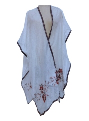 Single color embroidery kimono cardigans for women, casual blouse tops