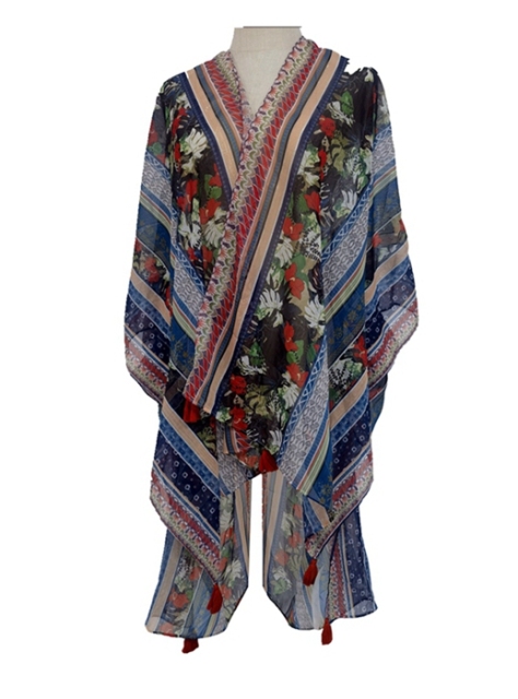 YLhighton Tassel Beach Kimono Printing Cover Ups Swimwear Cardigan
