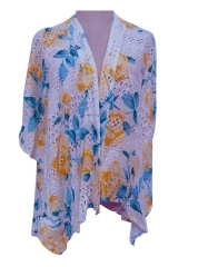 Hollow embroidery printing kimono cardigan casual blouse tops shawl