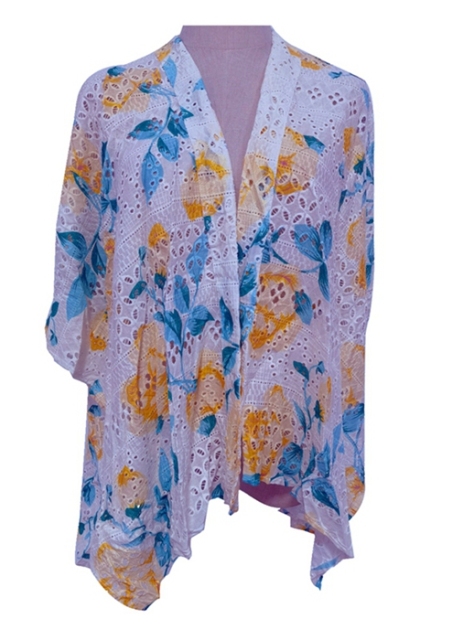 Hollow embroidery printing kimono cardigan casual blouse tops shawl