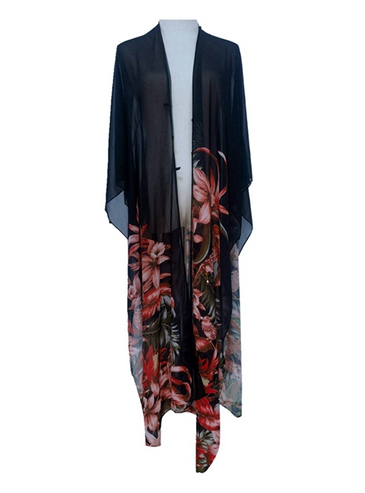 YLhighton chiffon womens kimonos long swimwear cover ups chiffon robe
