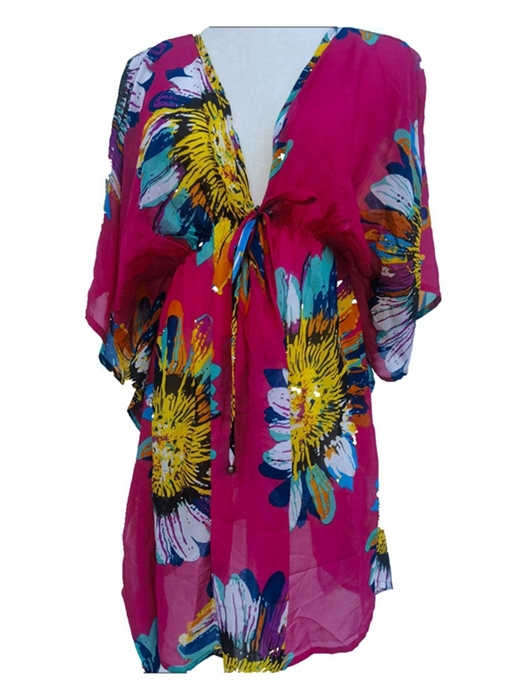 YLhighton printed chiffon oxford waist tie womens kimono cardigan