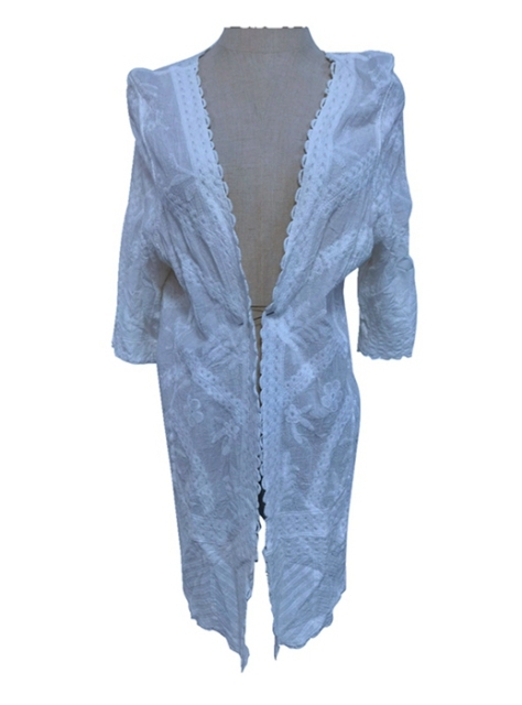 YLhighton half-sleeve solid color cotton lace fabric kimono cardigans