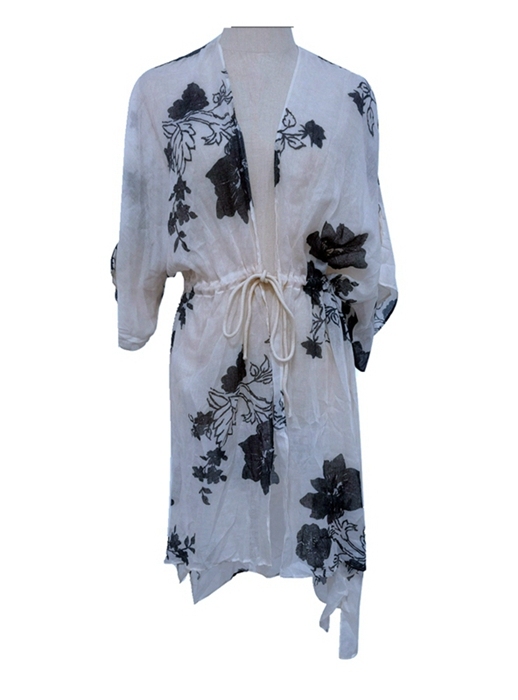 YLhighton printing waistband kimono cardigans and beach wear cover ups