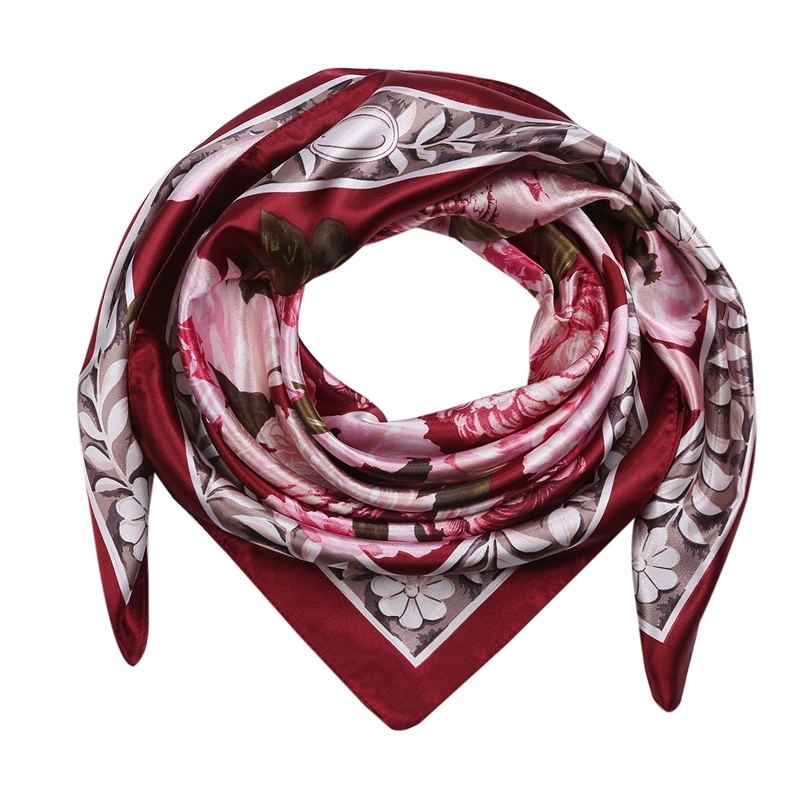 Silk Feeling Scarf Square Satin Head Scarf for Women