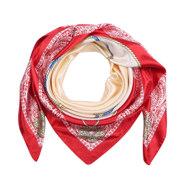 Silk Feeling Scarf Square Satin Head Scarf for Women