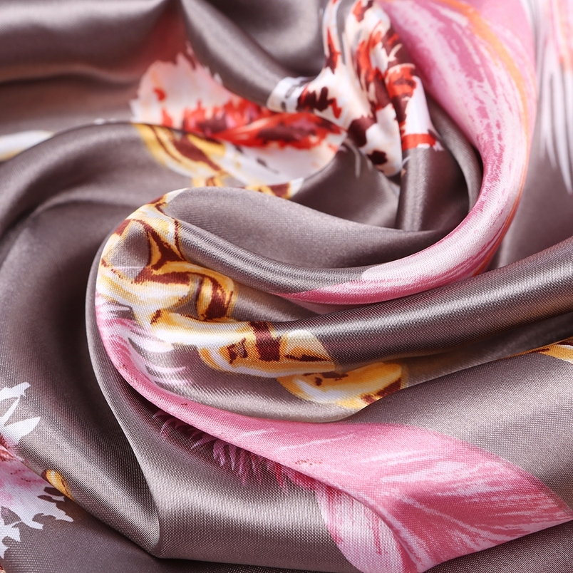 Silk Feeling Scarf Square Satin Head Scarf for Women