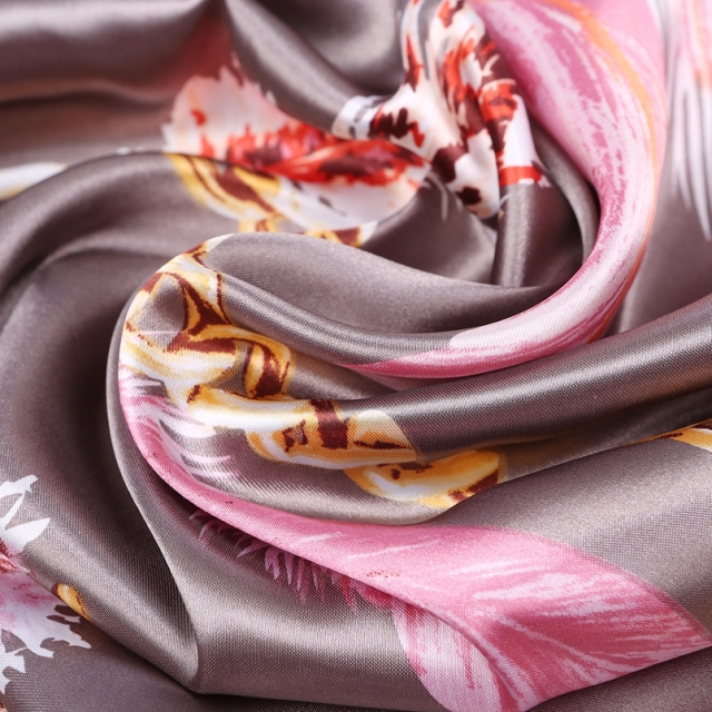 Silk Feeling Scarf Square Satin Head Scarf for Women