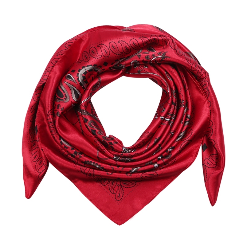 Silk Feeling Scarf Square Satin Head Scarf for Women