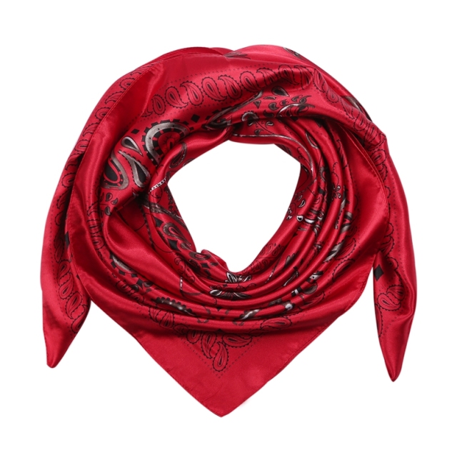 Silk Feeling Scarf Square Satin Head Scarf for Women