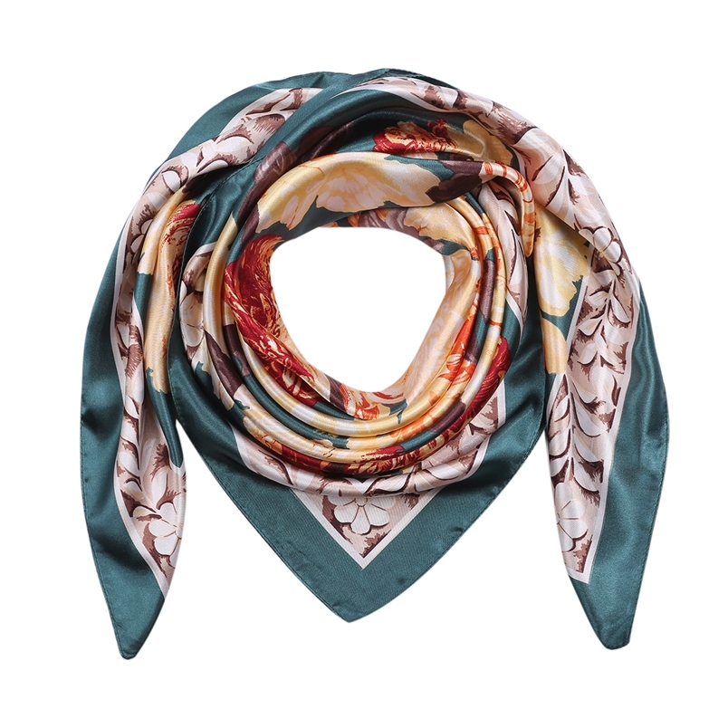 Silk Feeling Scarf Square Satin Head Scarf for Women