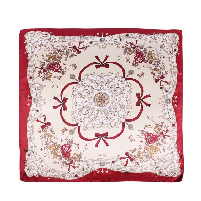 Silk Feeling Scarf Square Satin Head Scarf for Women