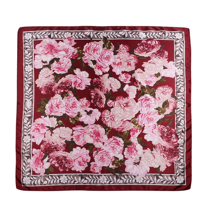 Silk Feeling Scarf Square Satin Head Scarf for Women