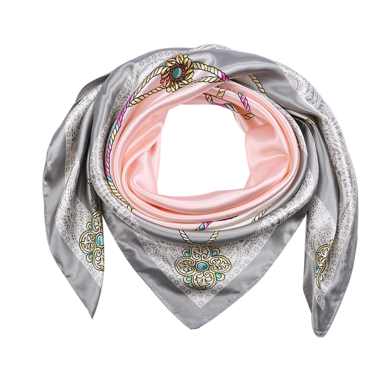 Silk Feeling Scarf Square Satin Head Scarf for Women