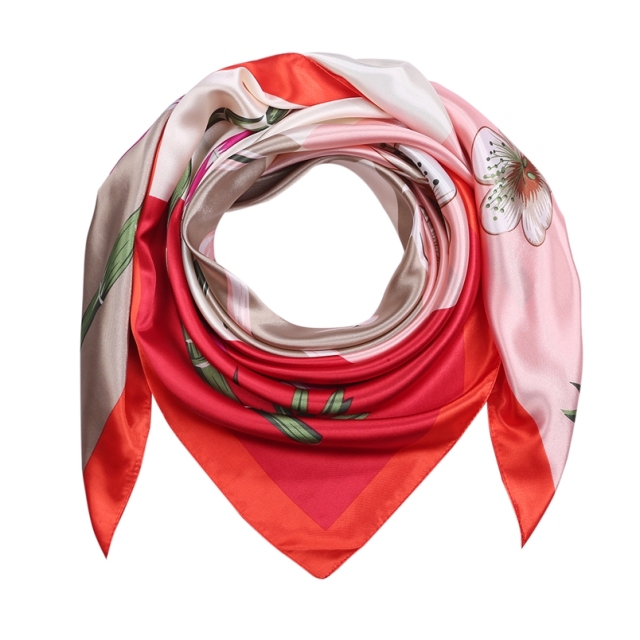 Silk Feeling Scarf Square Satin Head Scarf for Women