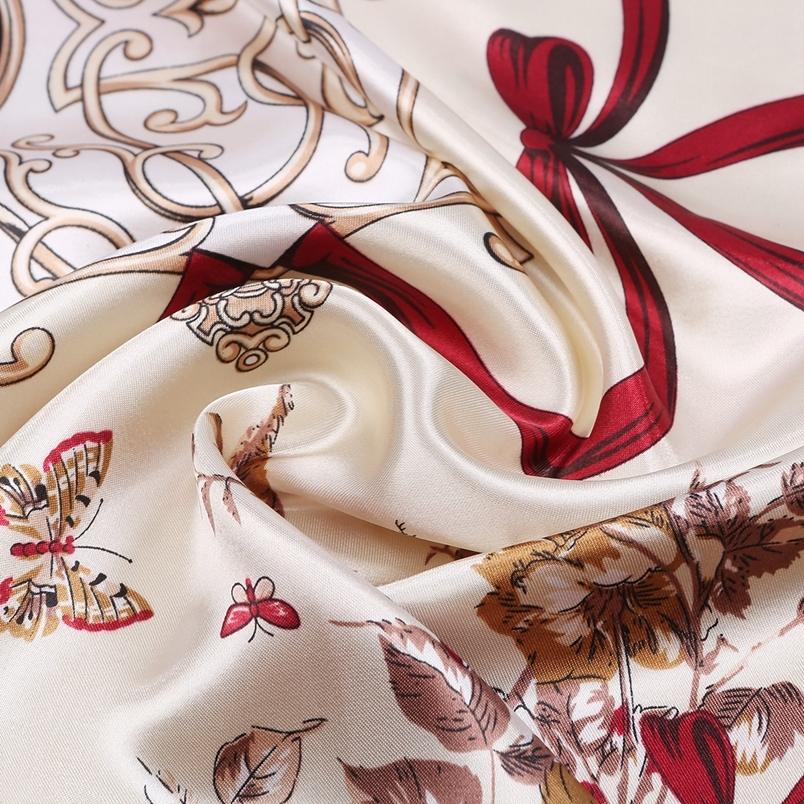 Silk Feeling Scarf Square Satin Head Scarf for Women