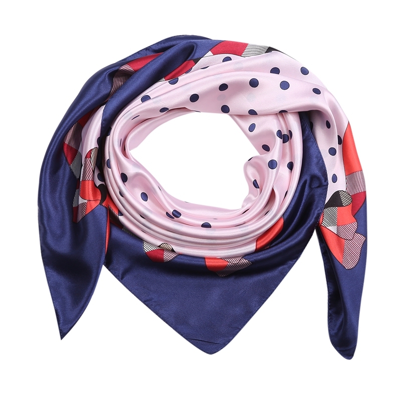 Silk Feeling Scarf Square Satin Head Scarf for Women