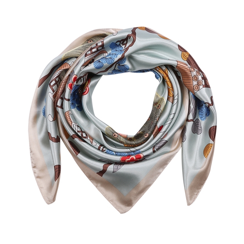 Silk Feeling Scarf Square Satin Head Scarf for Women