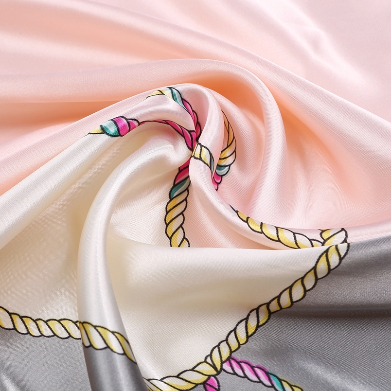 Silk Feeling Scarf Square Satin Head Scarf for Women