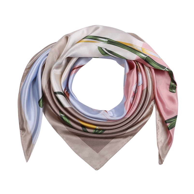 Silk Feeling Scarf Square Satin Head Scarf for Women