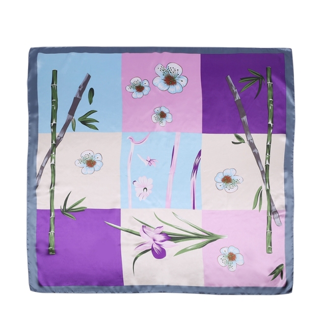 Silk Feeling Scarf Square Satin Head Scarf for Women
