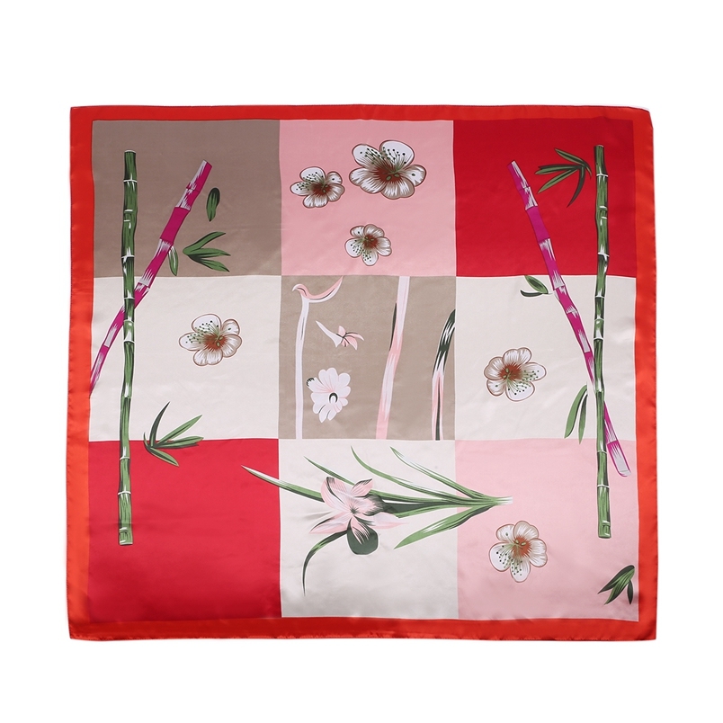 Silk Feeling Scarf Square Satin Head Scarf for Women