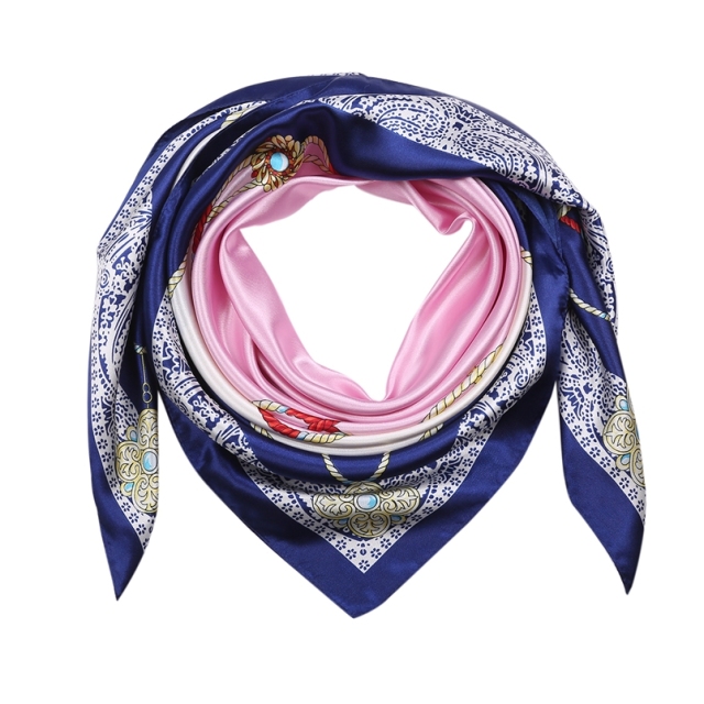Silk Feeling Scarf Square Satin Head Scarf for Women