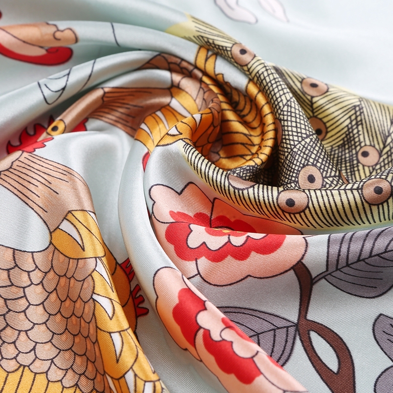 Silk Feeling Scarf Square Satin Head Scarf for Women