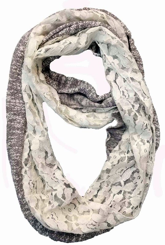 YLhighton lace jacquard knitted loop circle-scarf, infinity scarf