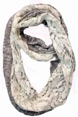 YLhighton lace jacquard knitted loop circle-scarf, infinity scarf