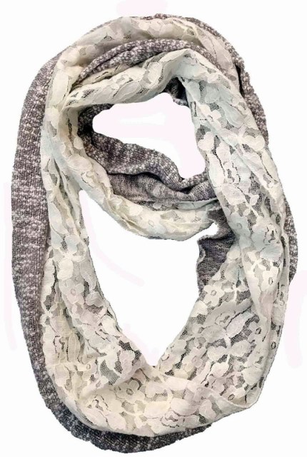 YLhighton lace jacquard knitted loop circle-scarf, infinity scarf