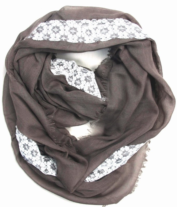 YLhighton Lace lightweight infinity scarf,loop circle-scarf