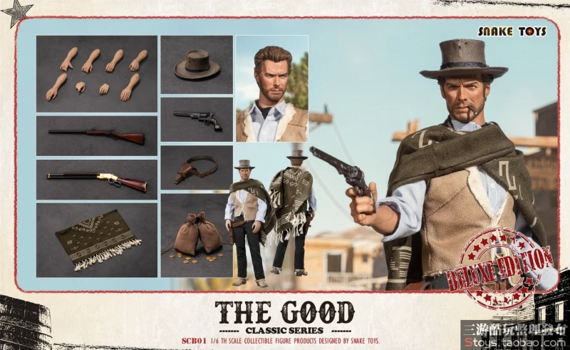 New SNAKE TOYS SCB01 1/6 The Good Cowboy Blondie Clint 12" Figure in stock