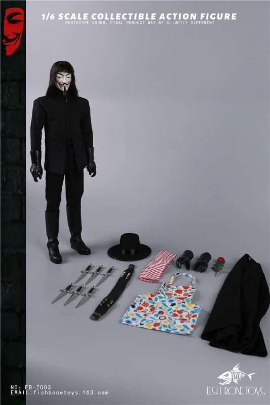 In stock FISH BONETOYS FB-Z003 1/6 V for Vendetta 12" Male Figure Model Toy